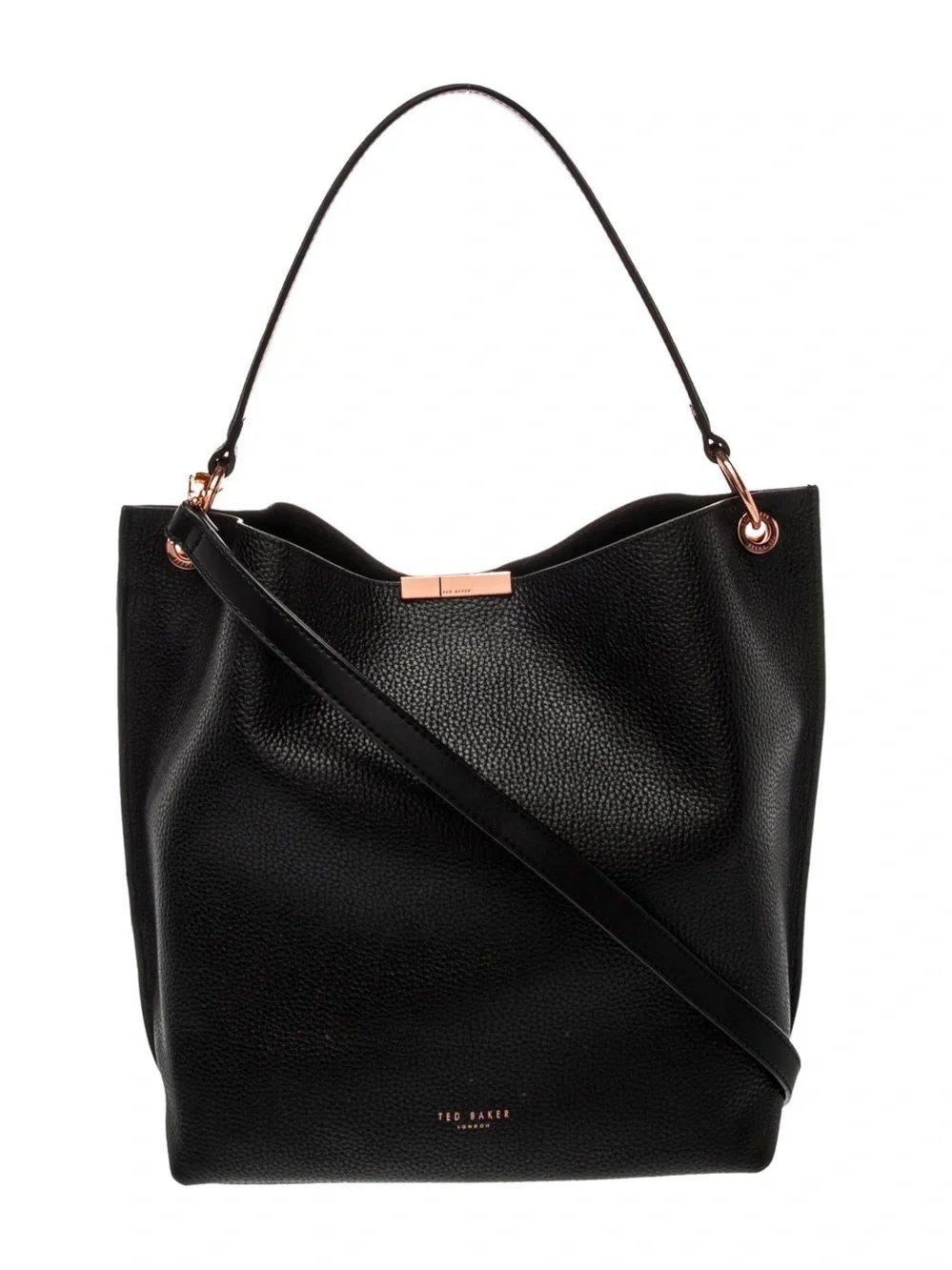 TED BAKER Candiee Black Pebbled Leather Hobo / Shoulder / Crossbody Bag